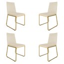 Ver imagem 1 de Kit 4 Cadeiras de Jantar Estofada Lille Base Gold Veludo Bege - Montanaris Decor