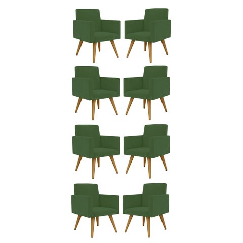 Kit 8 Cadeiras Poltronas Decorativa - Escritório - Recepção Cor:Verde