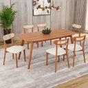 Ver imagem 1 de Conjunto Sala de Jantar Mesa Tampo MDF com 6 Cadeiras Ceci Yescasa Marrom
