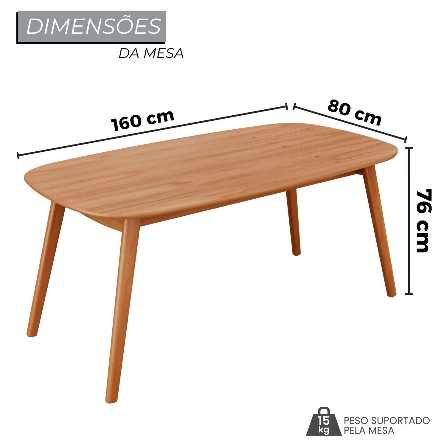 Conjunto Sala de Jantar Mesa 160x80cm Tampo em Mdf Laminado 6 Cadeiras Ceci - 3