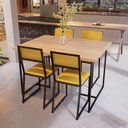 Ver imagem 1 de Conjunto Mesa de Jantar Retangular Pinus 4 Cadeiras Preta Riviera Industrial Don Castro Decor Rivier