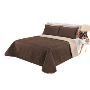 Cobre leito Cobertor 2 travesseiros quarto casal 2,60x2,40:Marrom bege