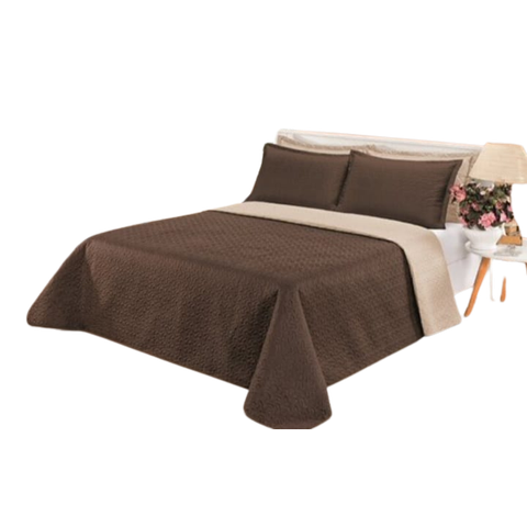 Cobre leito Cobertor 2 travesseiros quarto casal 2,60x2,40:Marrom bege