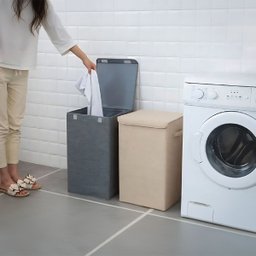 Cesto de Roupas Organizador Dobrável Multiuso Lavanderia Banheiro:bege - 2