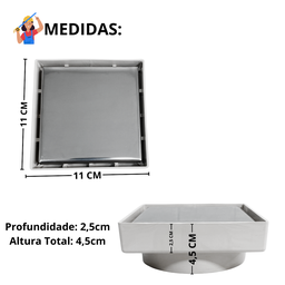 Kit Ralo Linear Banheiro 5x90 + Ralo 10x10 Inox Oculto Branco Box Lavabo Dentro e Fora - 5
