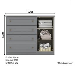Conjunto de Quarto Infantil Americano Guarda-Roupa 6 Portas e Cômoda 4 Gavetas - 5