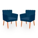 Ver imagem 2 de Kit 2 Poltronas Recepção Cecília Azul Marinho Biselos Decor