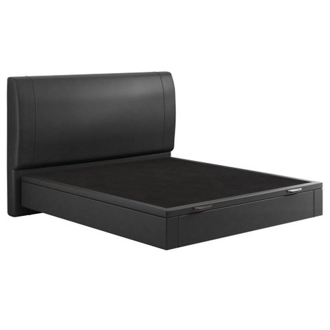 Cama Queen Baú Flutuante com Cabeceira 160cm Spazio S04 Couríssimo Preto - Lyam Decor