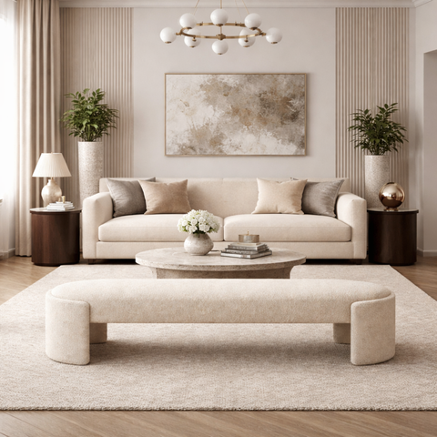 Recamier Luxo Decorativo Puff Fly 193cm Cama King Estofados:bege