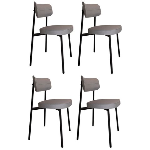 Cadeira de Jantar Estofada Kit 4 Ella M25 Linho Cinza Cl - Mpozenato