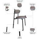 Ver imagem 3 de Cadeira de Jantar Estofada Kit 4 Ella M25 Linho Cinza Cl - Mpozenato