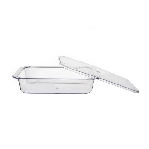 Kit 06 Travessa Retangular Cristal Transparente Tampa 17x27