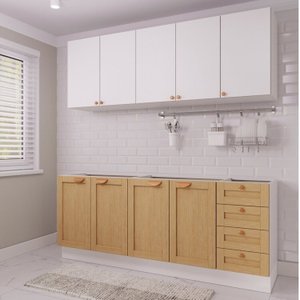 Cozinha Modulada 4 Peças 2 Aéreos 2 Balcões Arizona Cabecasa Madeiramadeira