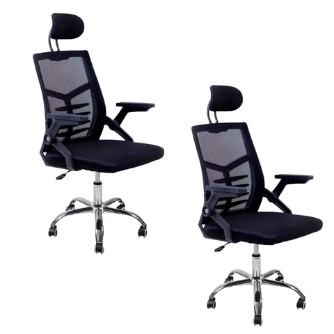Kit 2 Cadeiras de Escritório Diretor Relax Ergonômica Preto