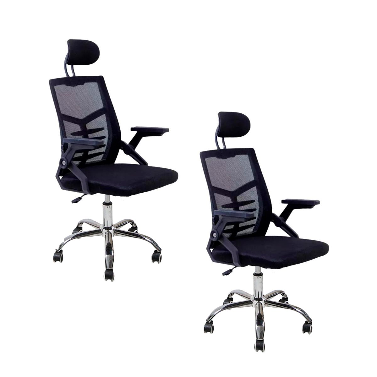 Kit 2 Cadeiras de Escritório Diretor Relax Ergonômica Preto