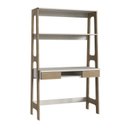 Ver imagem 6 de Conjunto Escritório Home Office Primazzia 02 Peças Escrivaninhas com Estante Carvalho Mel Off White Marrom