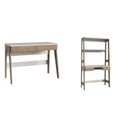 Ver imagem 2 de Conjunto Escritório Home Office Primazzia 02 Peças Escrivaninhas com Estante Carvalho Mel Off White Marrom
