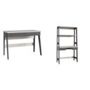 Ver imagem 3 de Conjunto Escritório Home Office Primazzia 02 Peças Escrivaninhas com Estante Grafite Off White Cinza