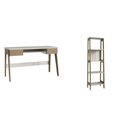 Ver imagem 2 de Conjunto Escritório Home Office Primazzia 03 Peças Escrivaninhas com Estante Carvalho Mel Off White Marrom