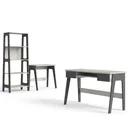 Ver imagem 2 de Conjunto Escritório Home Office Primazzia 03 Peças Escrivaninhas com Estante Grafite Off White Cinza