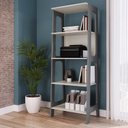 Ver imagem 6 de Conjunto Escritório Home Office Primazzia 03 Peças Escrivaninhas com Estante Grafite Off White Cinza