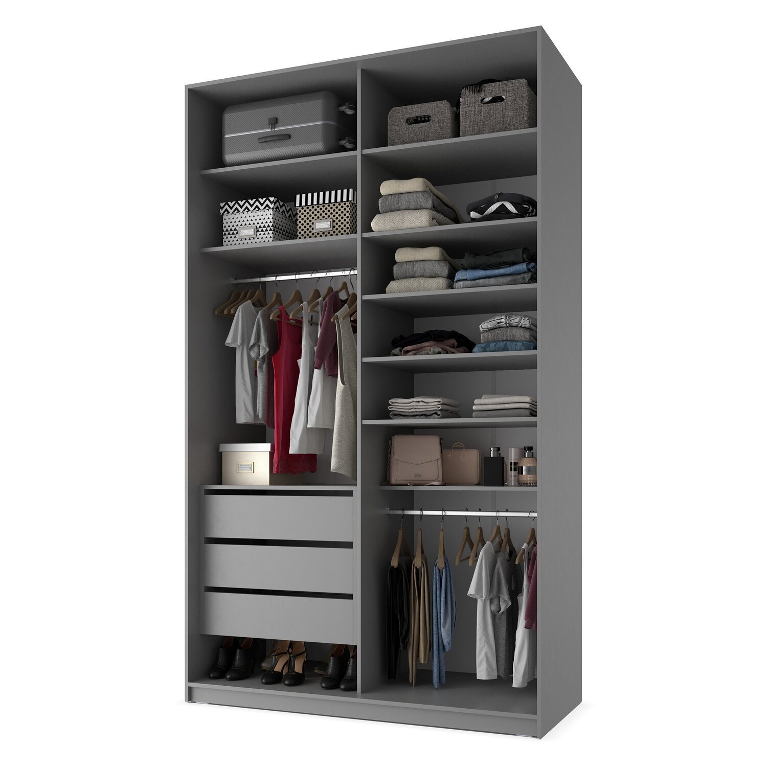 Closet Solteiro 100% Mdf Bp 2 Vaos 3 Gavetas Sion - 6