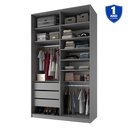 Ver imagem 5 de Closet Solteiro 100% MDF BP 139,5cm 3 Gavetas Sion Cinza/Urbi