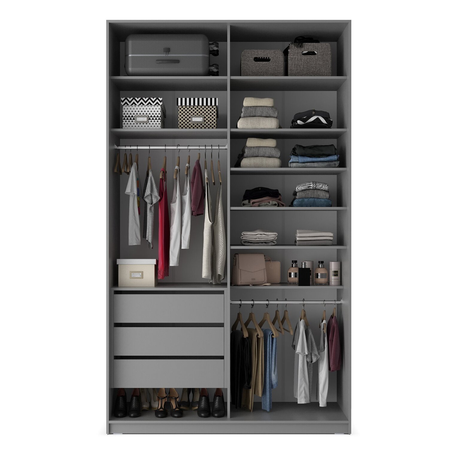 Closet Solteiro 100% Mdf Bp 2 Vaos 3 Gavetas Sion - 4