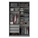 Ver imagem 3 de Closet Solteiro 100% MDF BP 139,5cm 3 Gavetas Sion Cinza/Urbi
