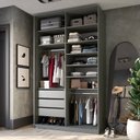 Ver imagem 1 de Closet Solteiro 100% MDF BP 139,5cm 3 Gavetas Sion Cinza/Urbi