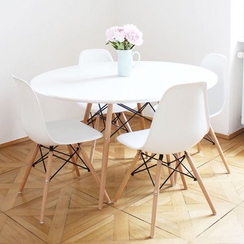 Conjunto Mesa Jantar 110cm Mdf Tx e 4 Cadeiras Eiffel