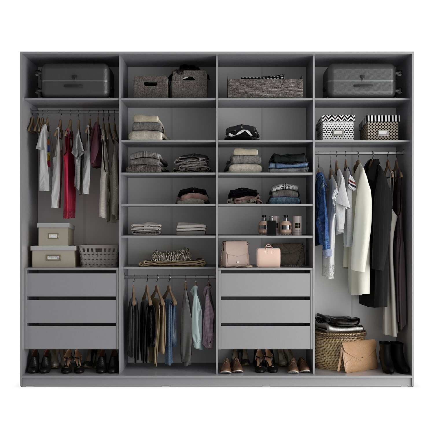 Closet Casal 100% Mdf Bp 4 Vaos 6 Gavetas Sion - 4