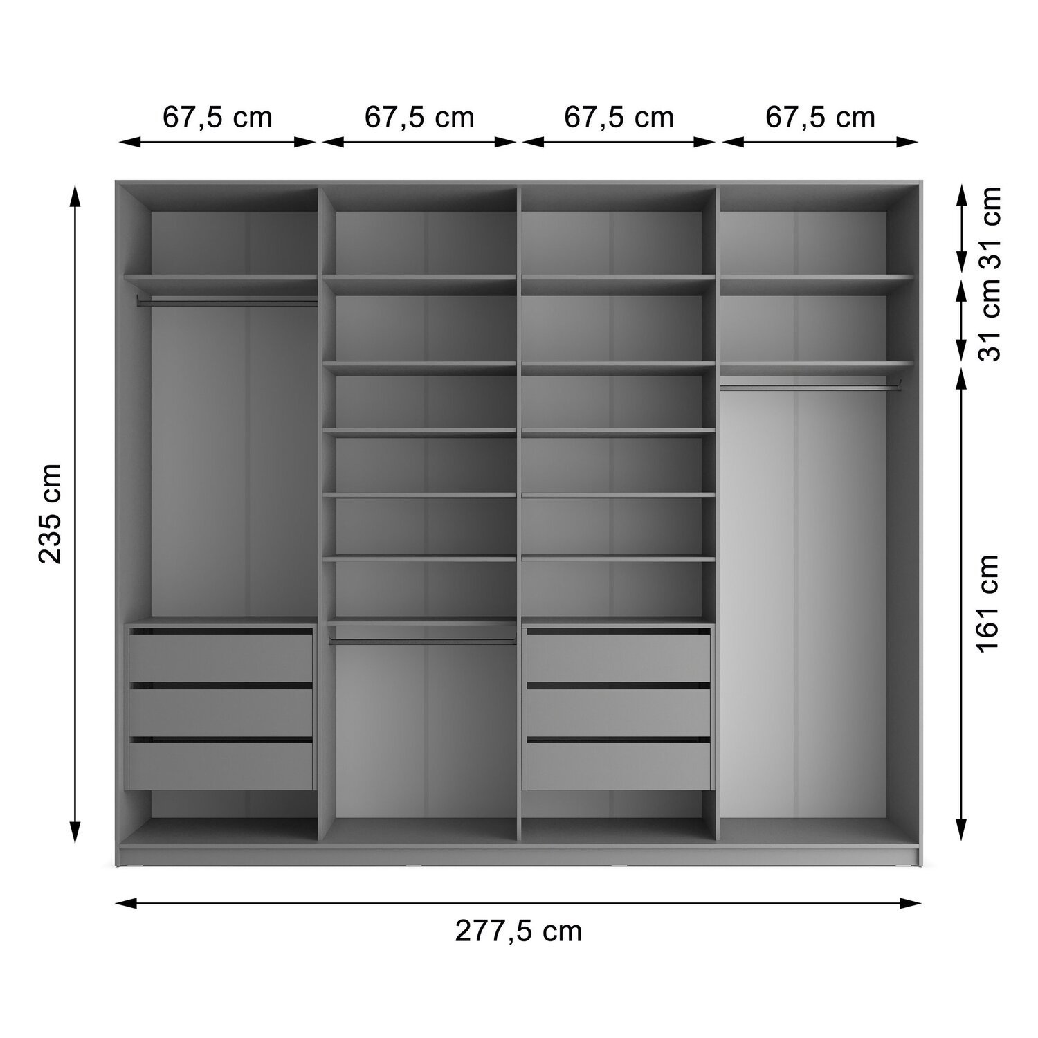 Closet Casal 100% Mdf Bp 4 Vaos 6 Gavetas Sion - 9