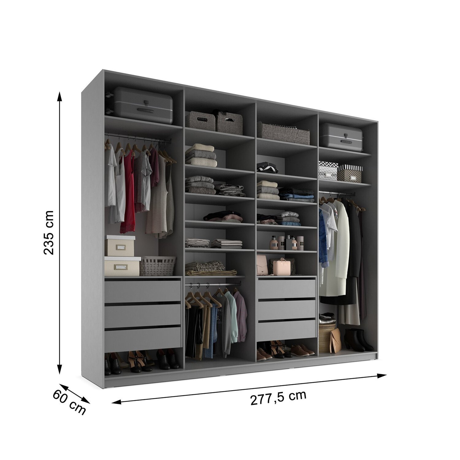 Closet Casal 100% Mdf Bp 4 Vaos 6 Gavetas Sion - 3