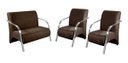 Ver imagem 1 de Conjunto Sevilha 2 Poltronas + 1 Namoradeira Braço Metal Decoração Recepção Sala - Veludo Marrom