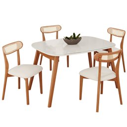 Conjunto Sala de Jantar Mesa 110x80cm Tampo em Mdf com Vidro 4 Cadeiras Ceci - 2