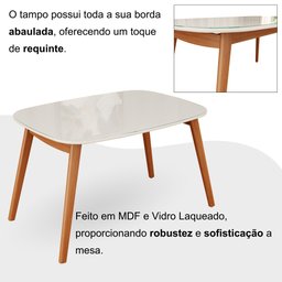 Conjunto Sala de Jantar Mesa 110x80cm Tampo em Mdf com Vidro 4 Cadeiras Ceci - 8
