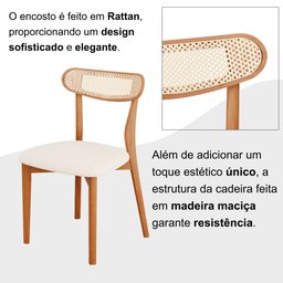 Conjunto Sala de Jantar Mesa 110x80cm Tampo em Mdf com Vidro 4 Cadeiras Ceci - 7