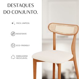 Conjunto Sala de Jantar Mesa 110x80cm Tampo em Mdf com Vidro 4 Cadeiras Ceci - 10