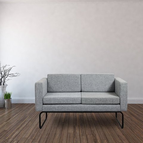 Sofá Fixo 2 Lugares para Sala de Estar Cinza