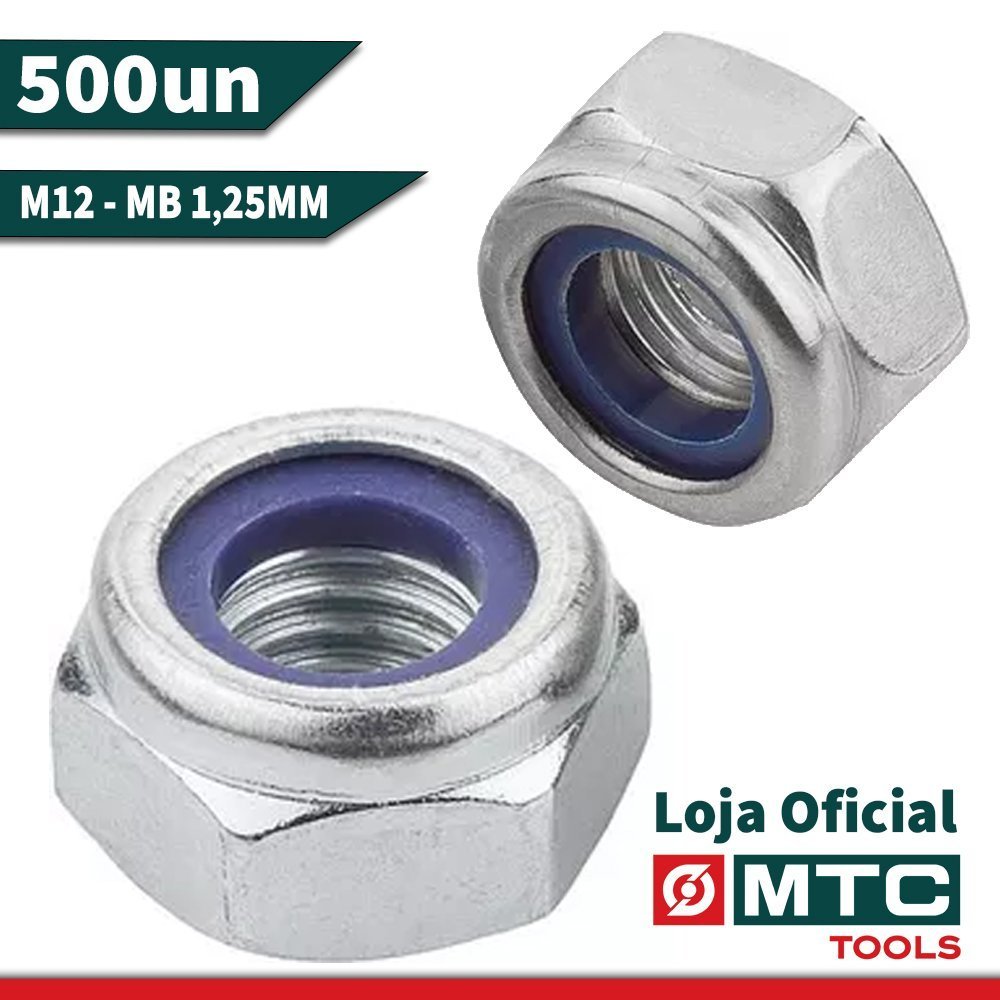 500 PEÇAS - PORCA TRAVANTE PARA AMORTECEDOR M12 MB-1,25MM - 3