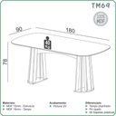 Ver imagem 5 de Mesa de Jantar Dalla Costa 6 Lugares Tampo MDF Off White com Freijó e Terracota 180cm Móveis