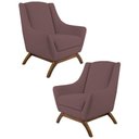 Ver imagem 1 de Kit 2 Poltronas Base Madeira Juliet B-305 Veludo Rosê