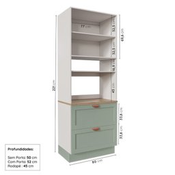 Cozinha Modulada 4 Peças 1 Torre Microondas 1 Aéreo 2 Balcões Arizona Cabecasa Madeiramadeira - 9