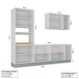 Cozinha Modulada 4 Peças 1 Torre Microondas 1 Aéreo 2 Balcões Arizona Cabecasa Madeiramadeira - 3