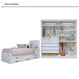 Quarto Infantil Completo Closet Caribe e Cama Alice 5 Gavetas - 10
