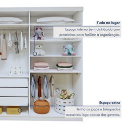 Quarto Infantil Completo Closet Caribe e Cama Alice 5 Gavetas - 7