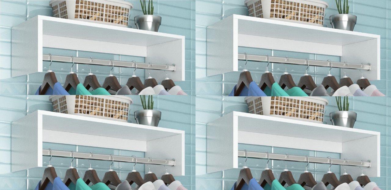 Kit 4 Cabideiros De Parede Arara Porta Roupas Quarto Compacto AJL Cabides suspensos - 4