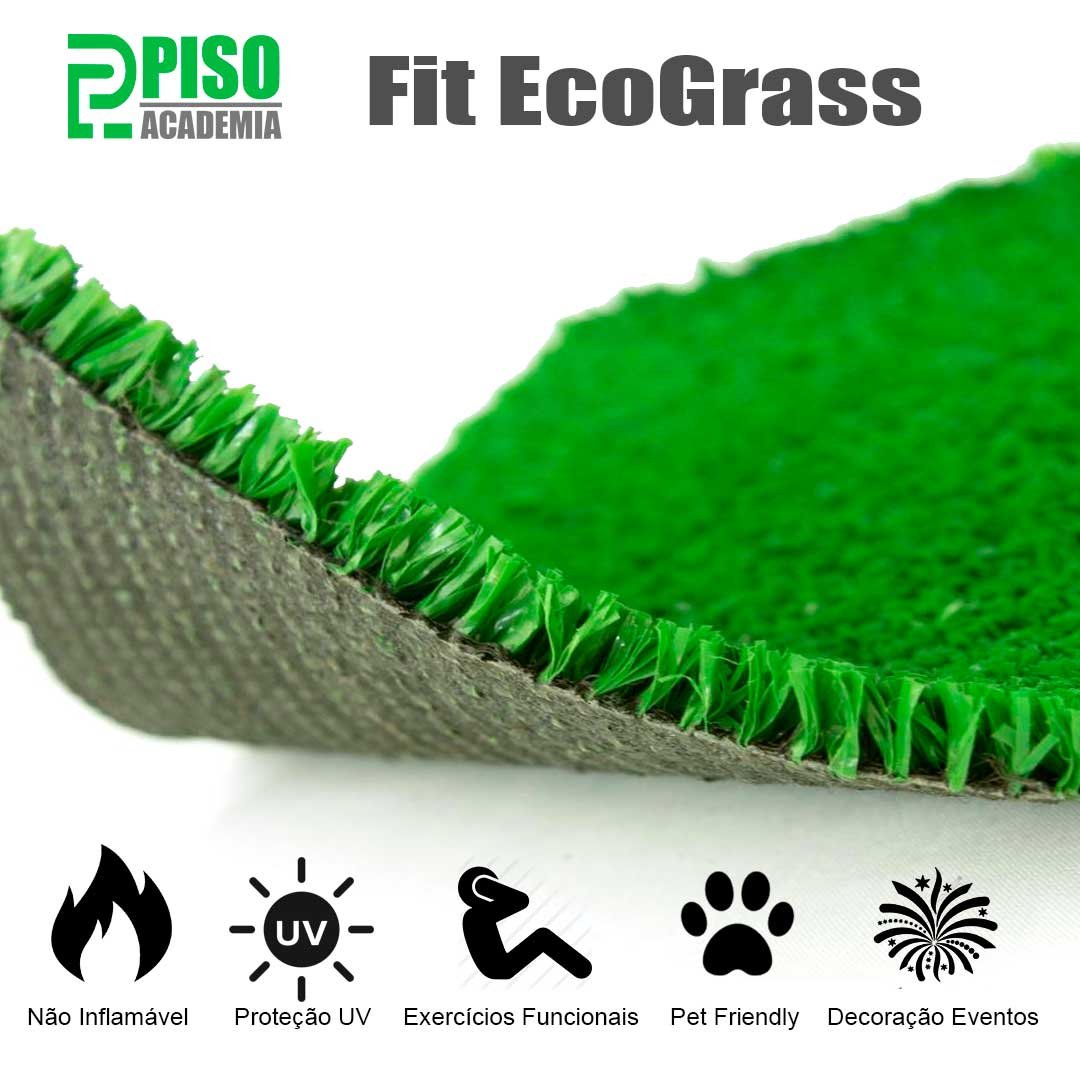 Grama Sintética Fit EcoGrass 12mm - 2x20m (40m²) - Verde - 2