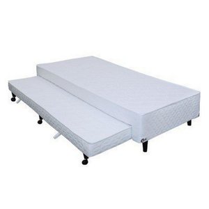 Cama Box Castor Poli Solteiro Branco C/ Colchão Auxiliar 88x188x27cm